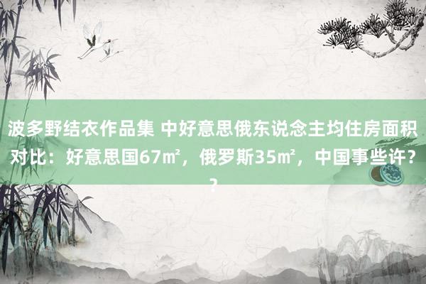波多野结衣作品集 中好意思俄东说念主均住房面积对比:好意思国67㎡,俄罗斯35㎡,中国事些许?
